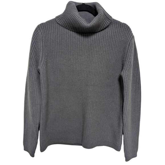 Jenni Kayne Storm Grey Cashmere Cable Knit Turtle Neck Sweater Jumper XS - Picture 4 of 7